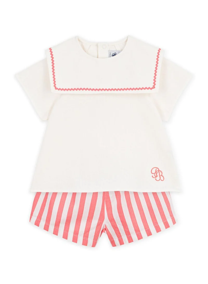 بيتي باتو Babies' 2-piece cotton/linen outfit, with a sailor collar top